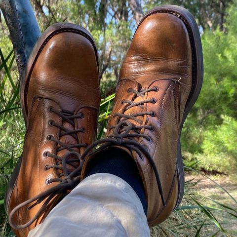 View photo of Anastazi Service Boot in Whiskey Veg-Tanned Calfskin