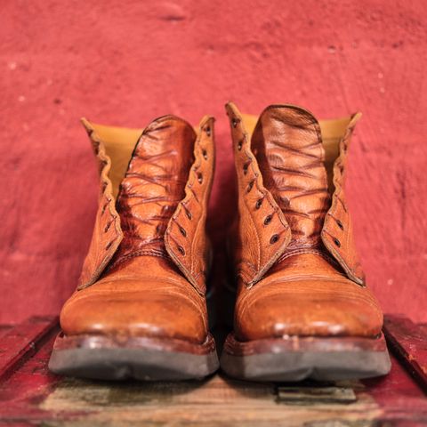 View photo of Anastazi Service Boot in Whiskey Veg-Tanned Calfskin