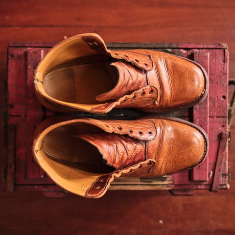 View photo of Anastazi Service Boot in Whiskey Veg-Tanned Calfskin