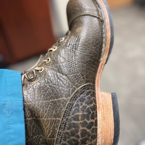 Nicks MTO in Law Tanning Olive Smooth Shruken Bison