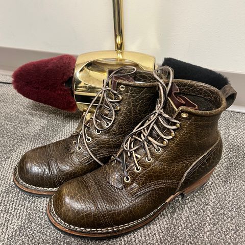 Nicks MTO in Law Tanning Olive Smooth Shruken Bison