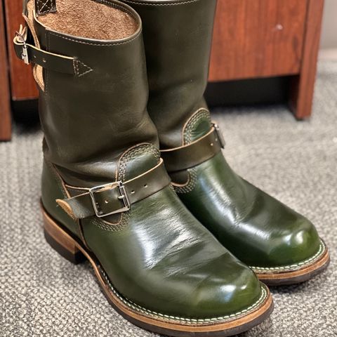 View photo of Wesco Boss Engineer Boot in Horween Olive Chromexcel