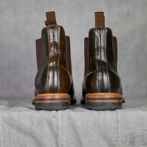 View photo of Viberg Chelsea in Horween Dark Cognac Shell Cordovan