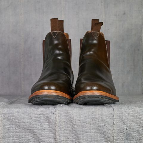 View photo of Viberg Chelsea in Horween Dark Cognac Shell Cordovan