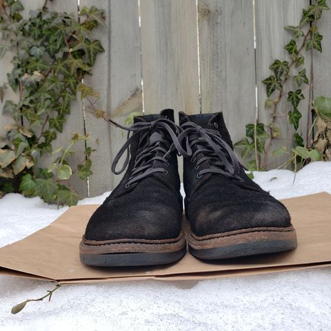 View photo of Oak Street Bootmakers Field Boot in Seidel Black Oiled Congo Shrunken Bison Roughout