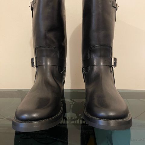 Addict Boots AB-01 Engineer Boots in Black Dye-Finished Horsehide