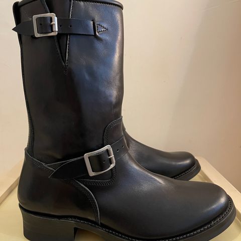 Addict Boots AB-01 Engineer Boots in Black Dye-Finished Horsehide