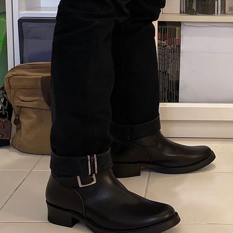 Addict Boots AB-01 Engineer Boots in Black Dye-Finished Horsehide