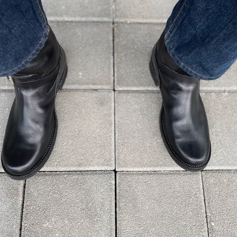 Addict Boots AB-01 Engineer Boots in Black Dye-Finished Horsehide