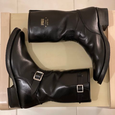 Addict Boots AB-01 Engineer Boots in Black Dye-Finished Horsehide
