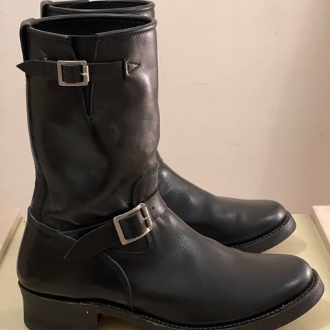 Addict Boots AB-01 Engineer Boots in Black Dye-Finished Horsehide