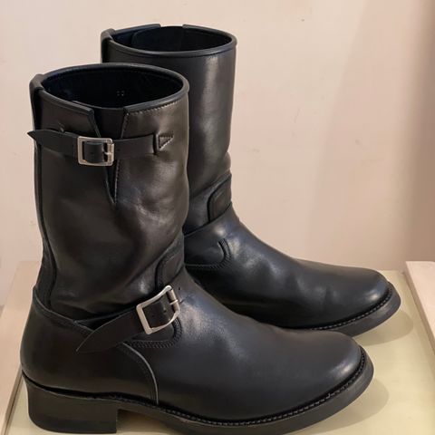 Addict Boots AB-01 Engineer Boots in Black Dye-Finished Horsehide
