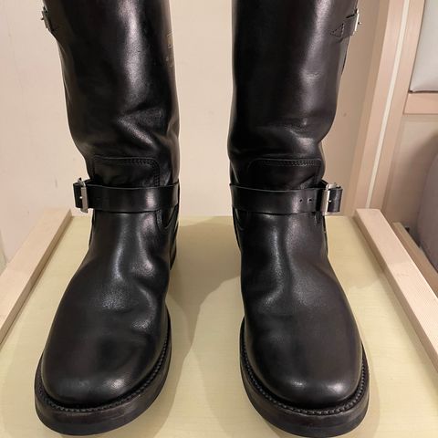 Addict Boots AB-01 Engineer Boots in Black Dye-Finished Horsehide
