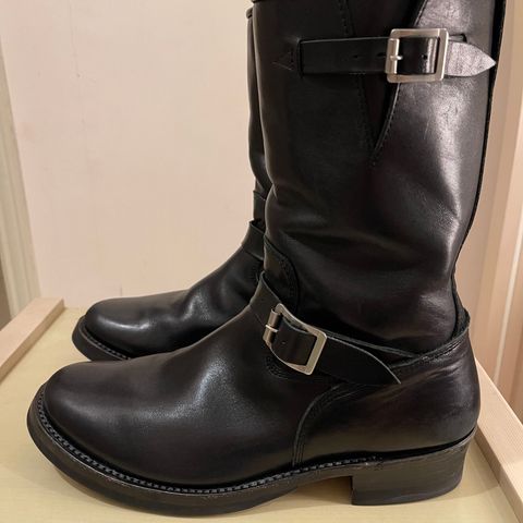 Addict Boots AB-01 Engineer Boots in Black Dye-Finished Horsehide