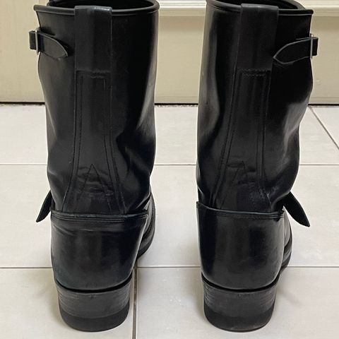 View photo of Addict Boots AB-01 Engineer Boots in Black Dye-Finished Horsehide