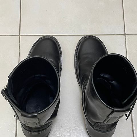 View photo of Addict Boots AB-01 Engineer Boots in Black Dye-Finished Horsehide