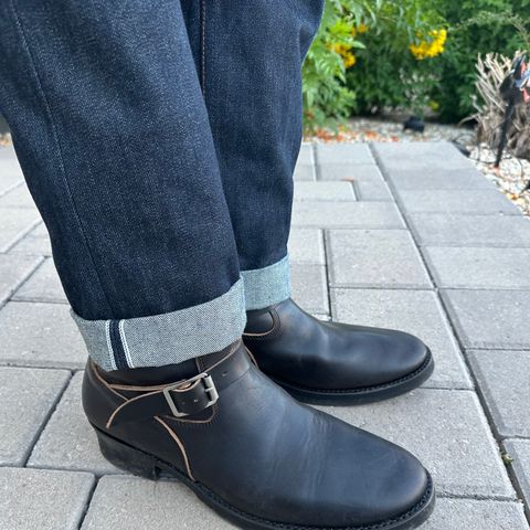 Addict Boots AB-01 Engineer Boots in Maryam Black Teacore Horsebutt