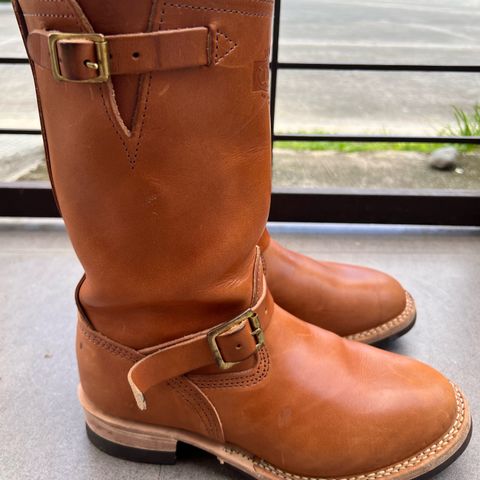 View photo of Wesco Boss Engineer Boot in Wickett & Craig Buck Brown Traditional Harness