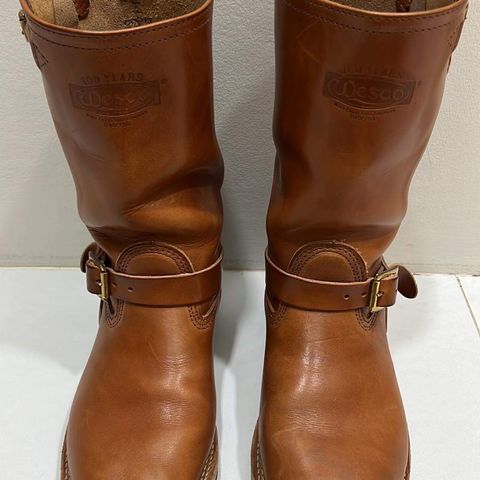 View photo of Wesco Boss Engineer Boot in Wickett & Craig Buck Brown Traditional Harness