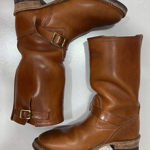 View photo of Wesco Boss Engineer Boot in Wickett & Craig Buck Brown Traditional Harness