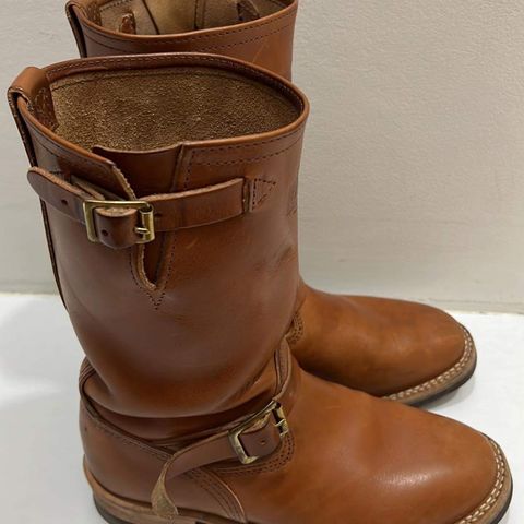 View photo of Wesco Boss Engineer Boot in Wickett & Craig Buck Brown Traditional Harness