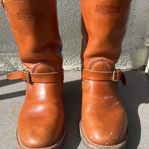 View photo of Wesco Boss Engineer Boot in Wickett & Craig Buck Brown Traditional Harness