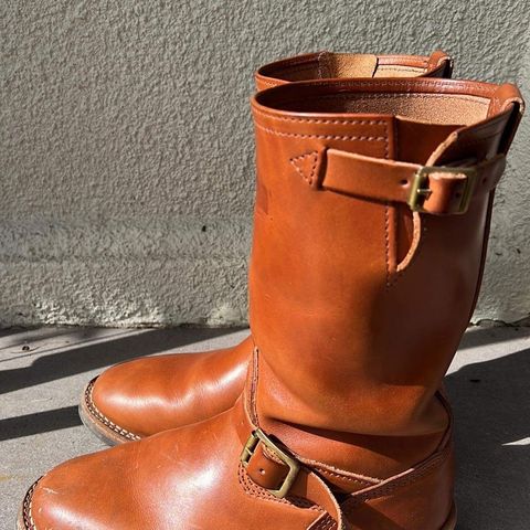 View photo of Wesco Boss Engineer Boot in Wickett & Craig Buck Brown Traditional Harness