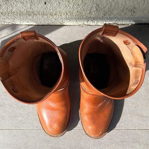 View photo of Wesco Boss Engineer Boot in Wickett & Craig Buck Brown Traditional Harness