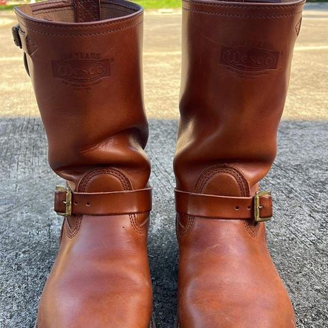 View photo of Wesco Boss Engineer Boot in Wickett & Craig Buck Brown Traditional Harness