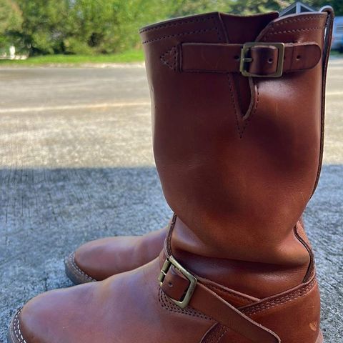 View photo of Wesco Boss Engineer Boot in Wickett & Craig Buck Brown Traditional Harness