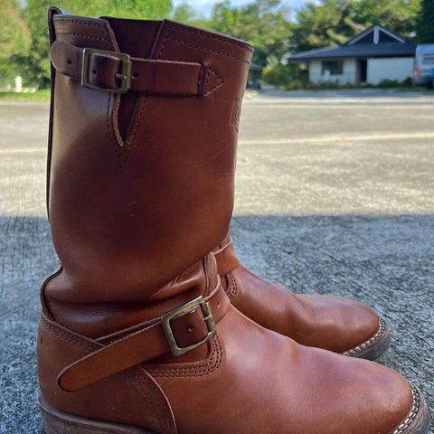 View photo of Wesco Boss Engineer Boot in Wickett & Craig Buck Brown Traditional Harness