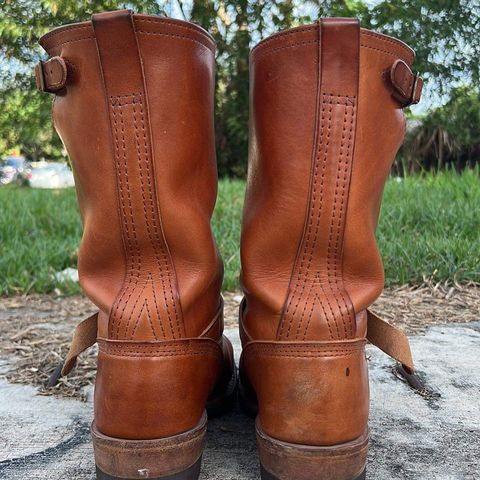 View photo of Wesco Boss Engineer Boot in Wickett & Craig Buck Brown Traditional Harness