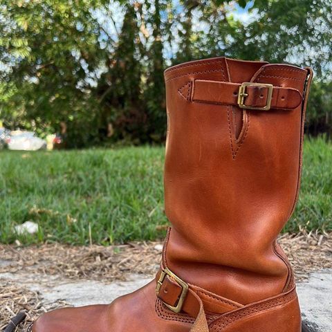 View photo of Wesco Boss Engineer Boot in Wickett & Craig Buck Brown Traditional Harness