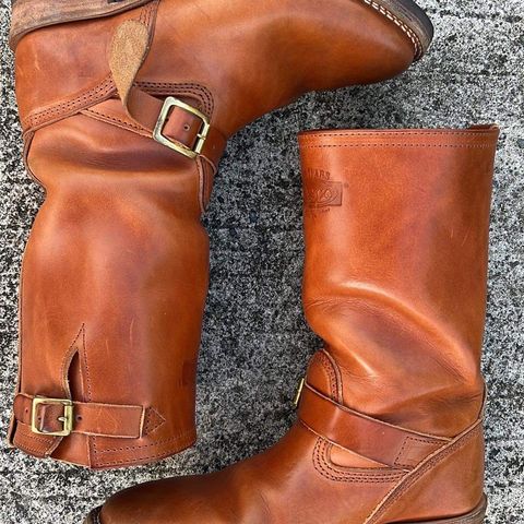 View photo of Wesco Boss Engineer Boot in Wickett & Craig Buck Brown Traditional Harness