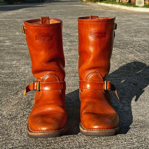 View photo of Wesco Boss Engineer Boot in Wickett & Craig Buck Brown Traditional Harness