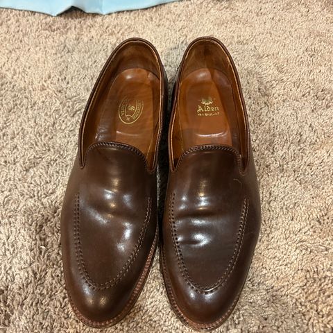 Alden Plain Toe Loafer in Horween Ravello Shell Cordovan