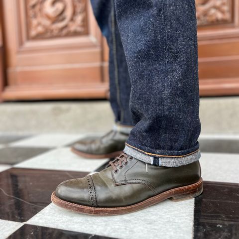 View photo of Alden Perforated Cap Toe Boot in Horween Old Bronze Shell Cordovan