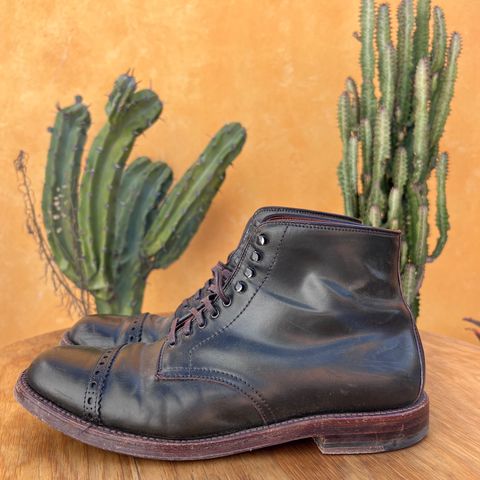 View photo of Alden Perforated Cap Toe Boot in Horween Old Bronze Shell Cordovan