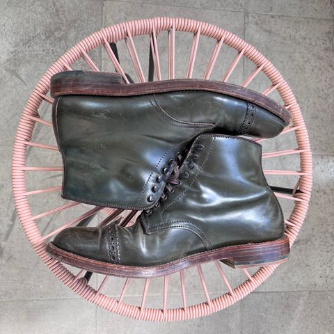 View photo of Alden Perforated Cap Toe Boot in Horween Old Bronze Shell Cordovan