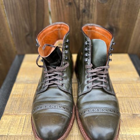 View photo of Alden Perforated Cap Toe Boot in Horween Old Bronze Shell Cordovan