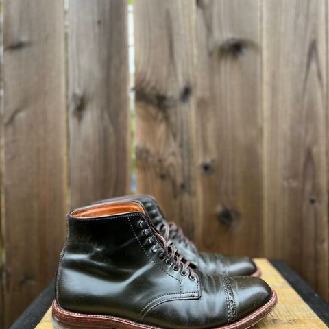 View photo of Alden Perforated Cap Toe Boot in Horween Old Bronze Shell Cordovan