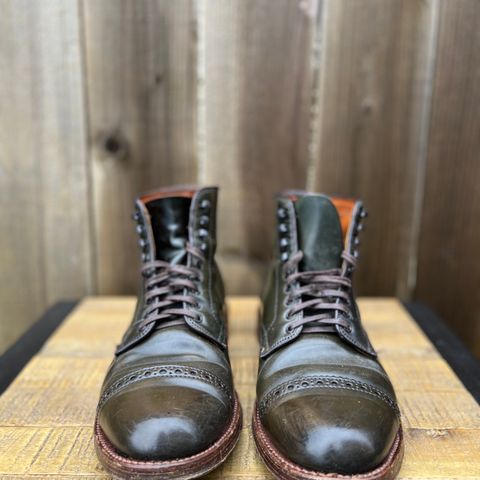 View photo of Alden Perforated Cap Toe Boot in Horween Old Bronze Shell Cordovan