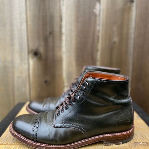 View photo of Alden Perforated Cap Toe Boot in Horween Old Bronze Shell Cordovan