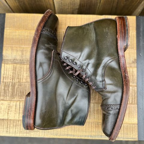 View photo of Alden Perforated Cap Toe Boot in Horween Old Bronze Shell Cordovan