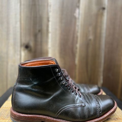 View photo of Alden Perforated Cap Toe Boot in Horween Old Bronze Shell Cordovan