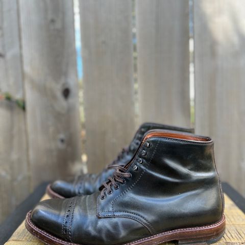 View photo of Alden Perforated Cap Toe Boot in Horween Old Bronze Shell Cordovan