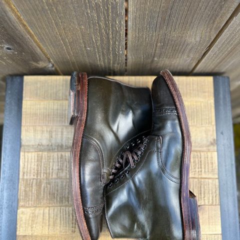 View photo of Alden Perforated Cap Toe Boot in Horween Old Bronze Shell Cordovan