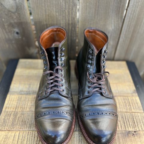 View photo of Alden Perforated Cap Toe Boot in Horween Old Bronze Shell Cordovan