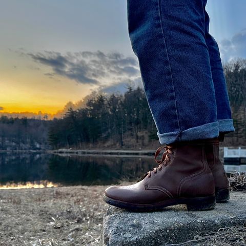 View photo of Boston Shoe Co. M-1943 "Double Buckle" Service Boots in Combination Tan