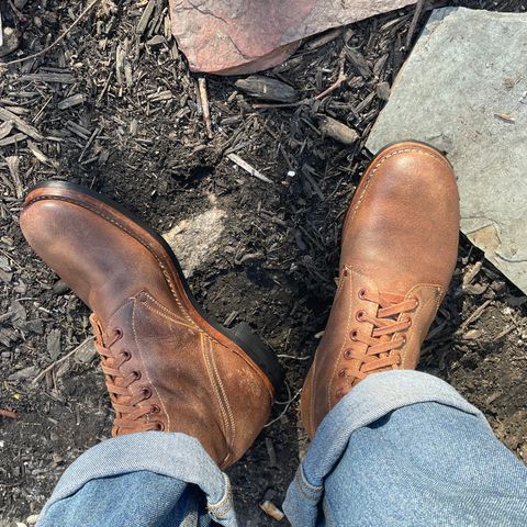 View photo of Boston Shoe Co. M-1943 "Double Buckle" Service Boots in Combination Tan